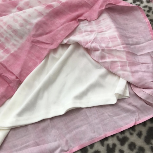 Entro Boho Lace Crochet Front Tie Dye Tank Dress in Pink & Cream Size Medium - Picture 10 of 16